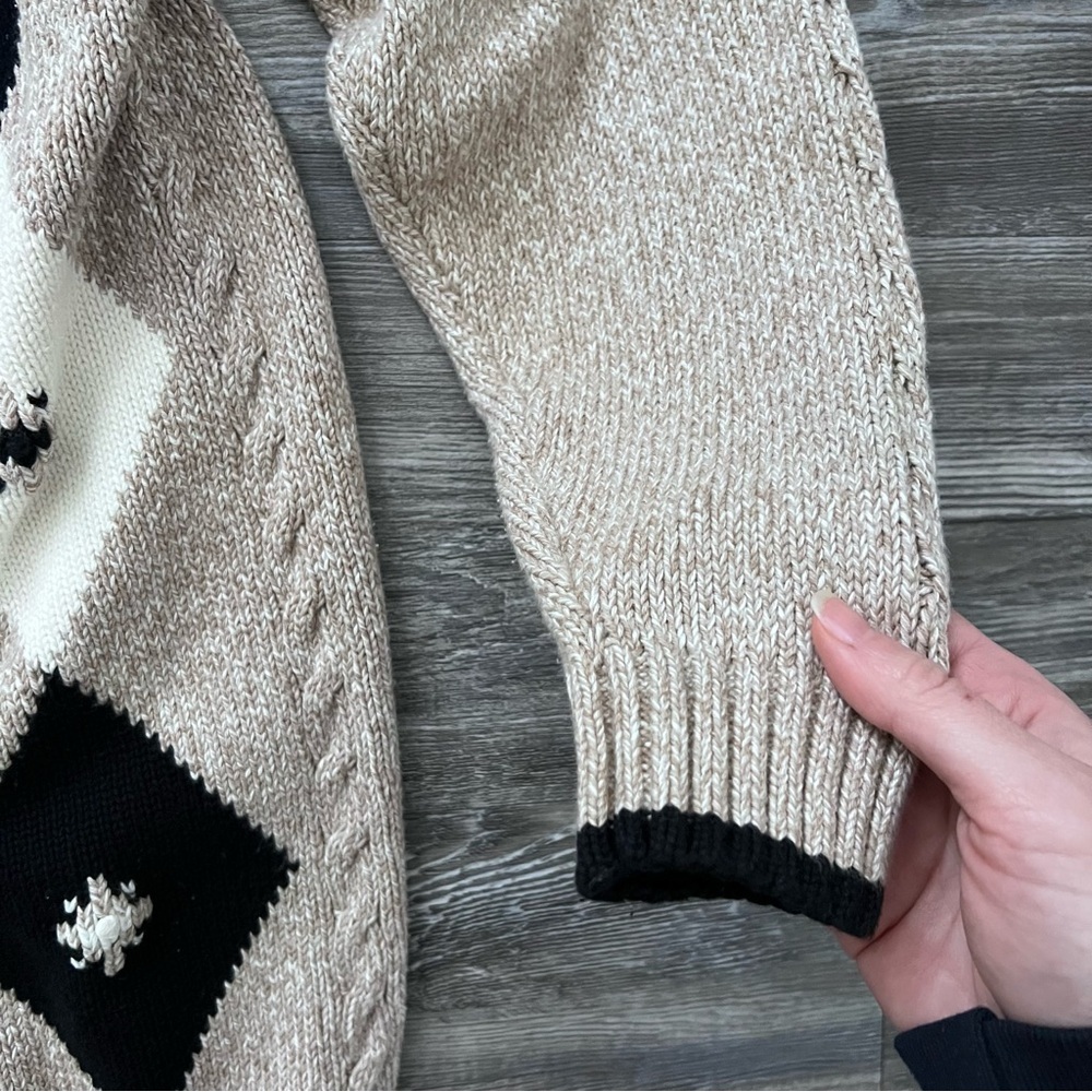 Vintage LizWear Cotton Knit Argyle Cardigan Sweater - Picture 4 of 7